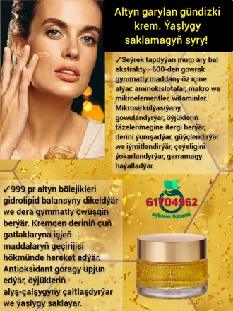 Ýaşlygy saklamagyň syry: Altyn garylan gündizki krem. Aybolek Faberlik Faberlic 1570 Bee Royal 24K Gold Turkmenistan