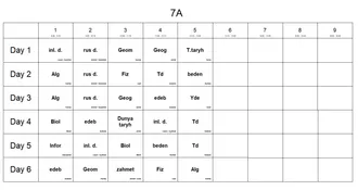 Mekdeplere sapak reje (raspisaniýa, расписания, timetables) düzüp berýäris