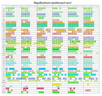 Mekdeplere sapak reje (raspisaniýa, расписания, timetables) düzüp berýäris