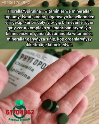 Hlorella/Spirulina witaminler we mineraller toplumy. Faberlic Turkmenistan Aşgabat Фаберлик Туркменистан Ашхабад Хлорелла и Спирулина Туркменпортал Turkmenportal 