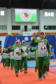 Winners of international competitions were honored in the martial arts building in Ashgabat