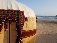 Photor eport: Turkmen traditional yurt on the beach established in Avaza 