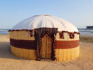 Photor eport: Turkmen traditional yurt on the beach established in Avaza 