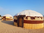 Photor eport: Turkmen traditional yurt on the beach established in Avaza 