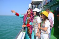 Participants of the festival in Avaza rode on a yacht in the Caspian Sea