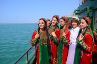 Participants of the festival in Avaza rode on a yacht in the Caspian Sea