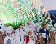 Lights of the Main New Year tree lit up in Ashgabat