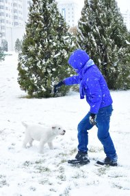 Photoreport: Ashgabat was covered with white snow