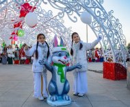 Lights of the Main New Year tree lit up in Ashgabat