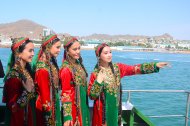 Participants of the festival in Avaza rode on a yacht in the Caspian Sea