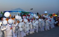 Lights of the Main New Year tree lit up in Ashgabat