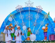 Lights of the Main New Year tree lit up in Ashgabat