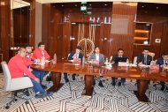 Meeting of representatives of FC Altyn Asyr and FC Istiklol before of the 2019 AFC Cup match 