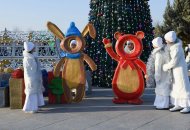 Lights of the Main New Year tree lit up in Ashgabat