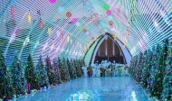 Lights of the Main New Year tree lit up in Ashgabat