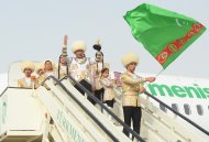 Aşgabatda türkmen atly jigitleriniň garşylanyş dabarasyndan fotoreportaž