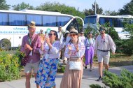 Participants of the festival in Avaza rode on a yacht in the Caspian Sea