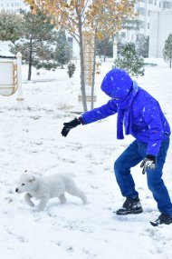 Photoreport: Ashgabat was covered with white snow