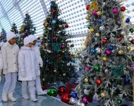 Lights of the Main New Year tree lit up in Ashgabat