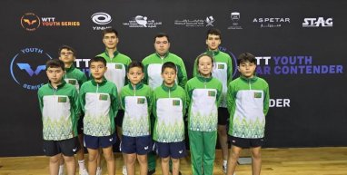 The Turkmenistan table tennis team went to the international tournament in Doha