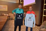 Meeting of representatives of FC Altyn Asyr and FC Istiklol before of the 2019 AFC Cup match 