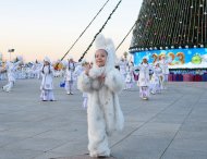 Lights of the Main New Year tree lit up in Ashgabat