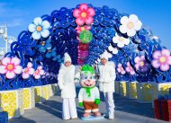 Lights of the Main New Year tree lit up in Ashgabat