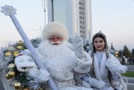 Lights of the Main New Year tree lit up in Ashgabat