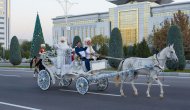 Lights of the Main New Year tree lit up in Ashgabat