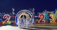 Lights of the Main New Year tree lit up in Ashgabat