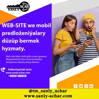 Web site  ,mobil ios we android preloženiýalar düzüp  bermek hyzmaty.