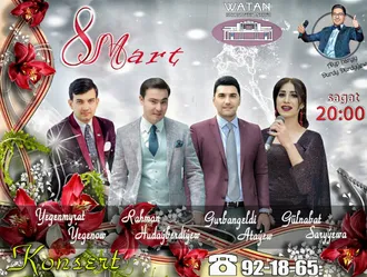 8-nji martda Halkara zenanlar güni mynasybetli konsert geçiriler